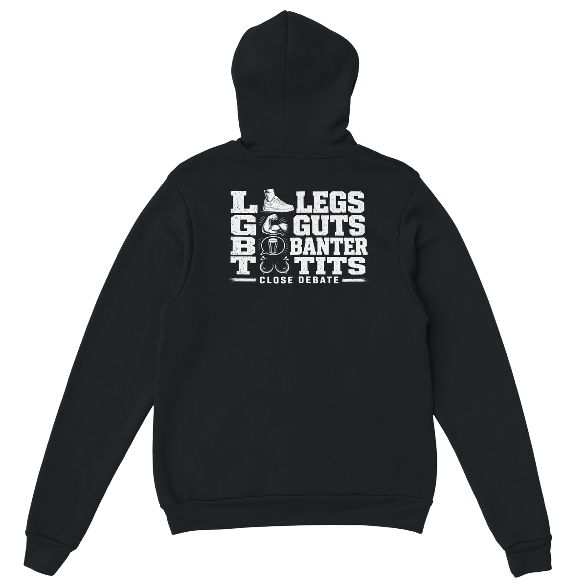 I Support LGBT (Legs Guts Banter Tits) Hoodie – black hoodie, back print