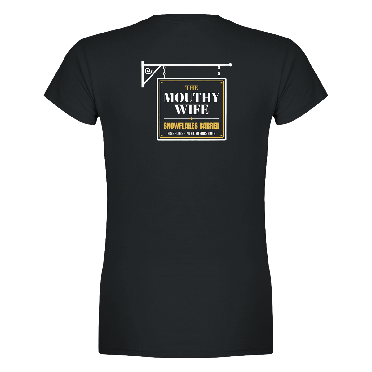 The Mouthy Wife: Snowflakes Barred – black women's T-shirt, back print