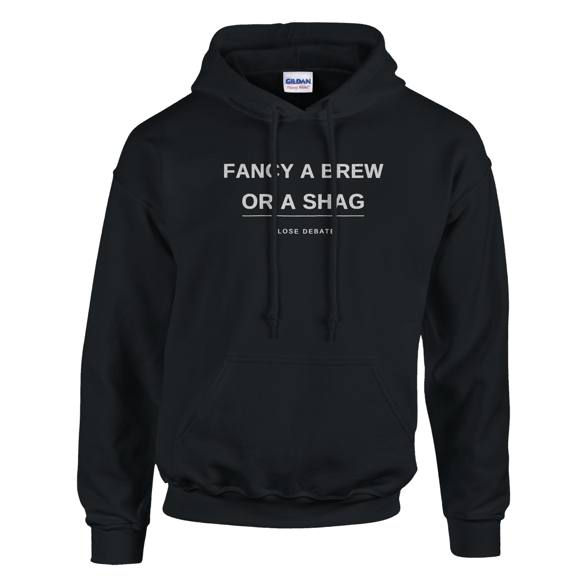 Fancy A Brew Or A Shag Hoodie – black hoodie, flat front