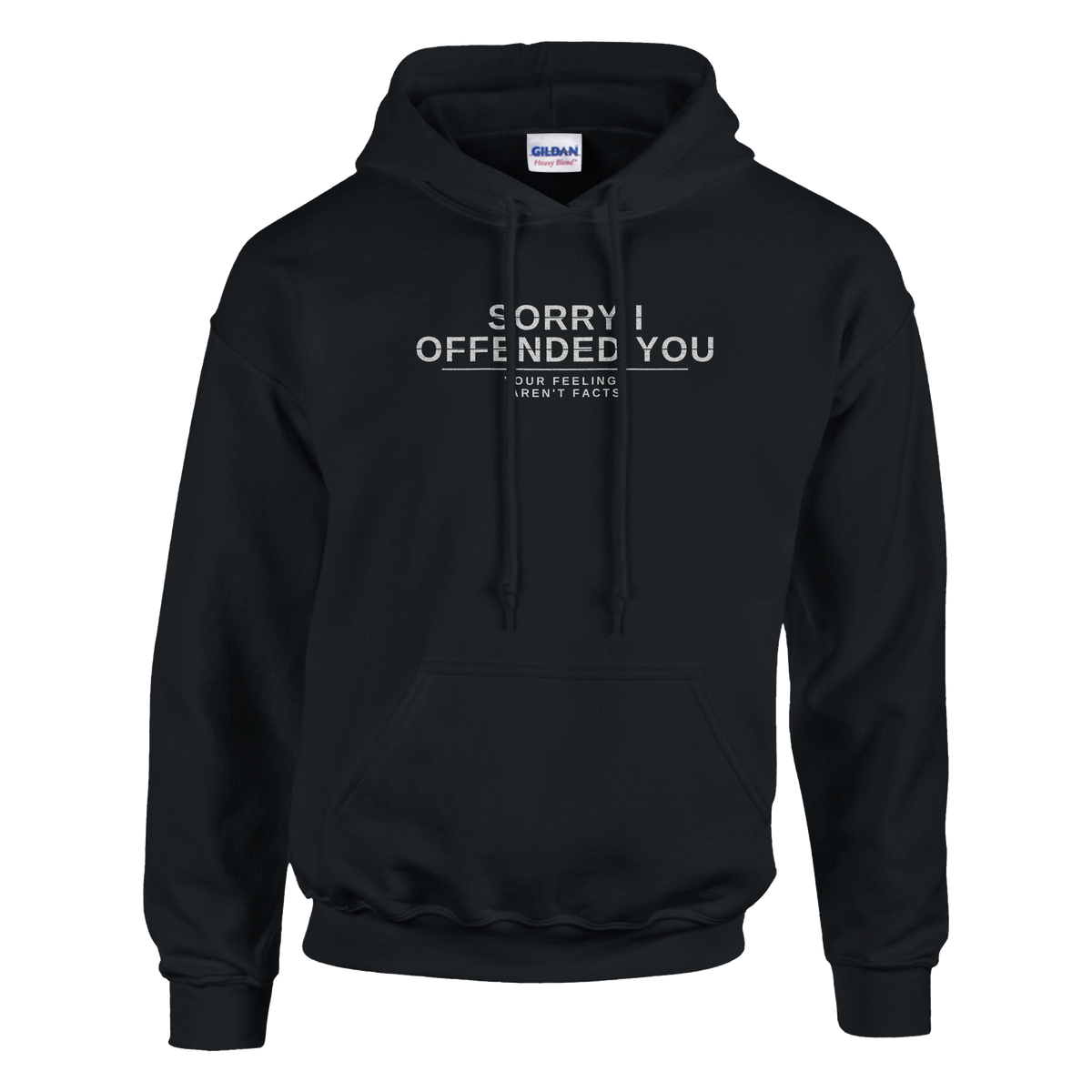 Sorry I Offended You Hoodie – black hoodie, flat front