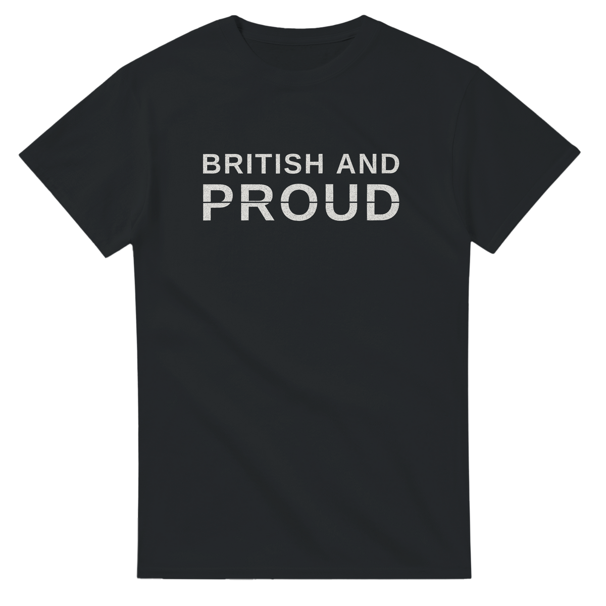 British And Proud – black T-shirt, flat front
