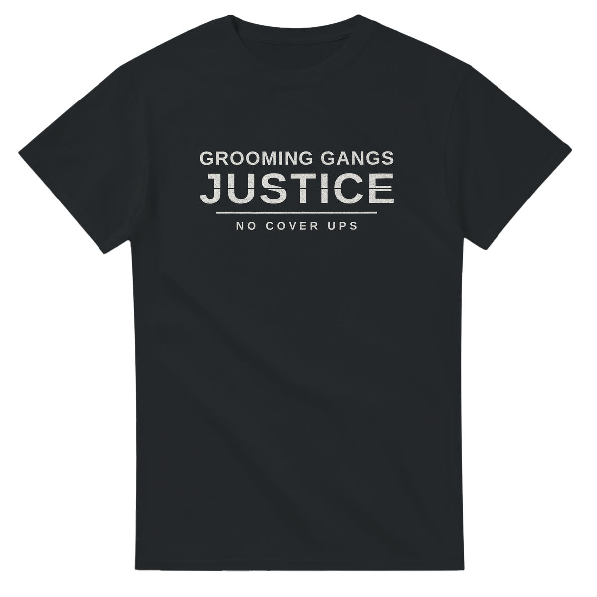 Grooming Gangs Justice – black T-shirt, flat front