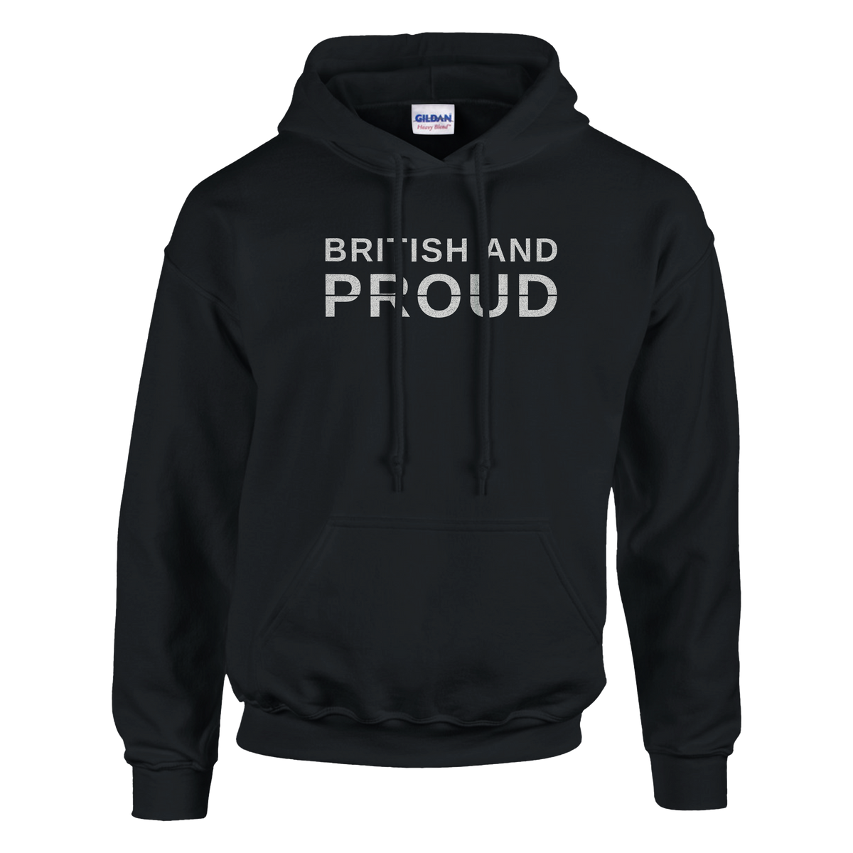 British And Proud Hoodie – black hoodie, flat front
